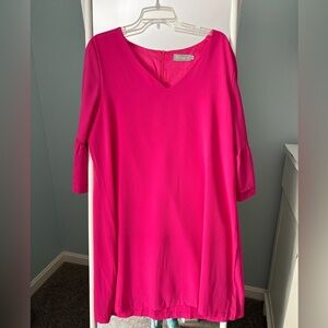 Pink Bell sleeved, flower dress, XL. Great for short gals… I’m 5.2” & length grt